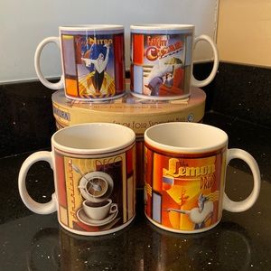 Set/4 Art Deco Style Mugs - Sakura Downtown Deco & Hatbox Storage Shabby Nouveau